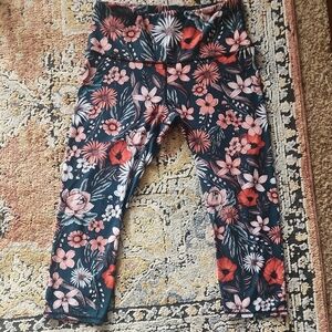 Floral Women's Leggings - Green and Pink